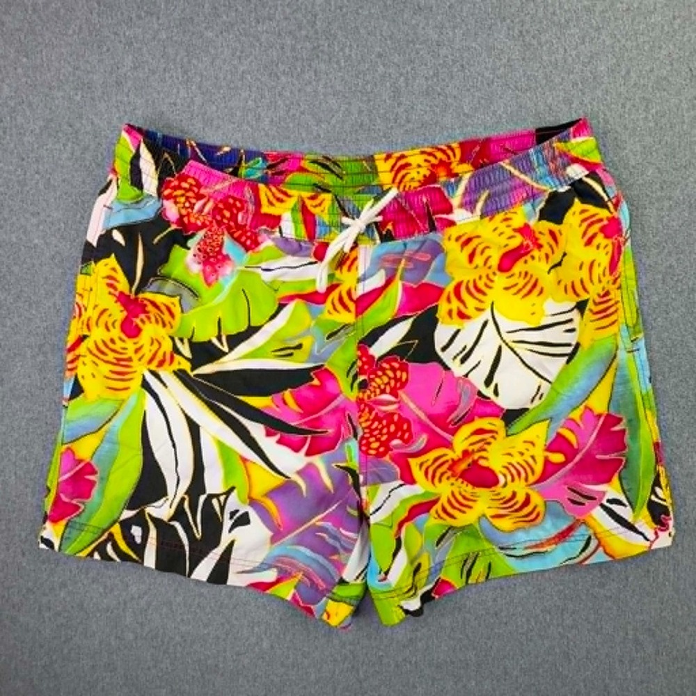 Polo Ralph Lauren Swim Trunks Men's Size L All Over Floral Print Drawstring Pool